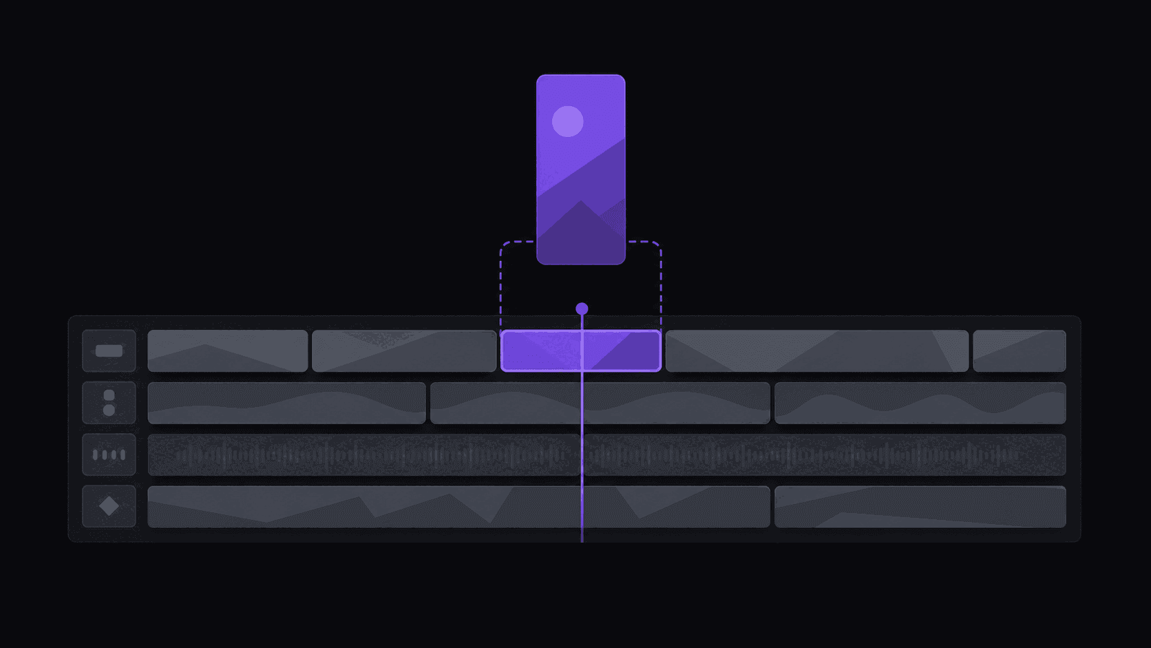 A timeline editor open beside an automated clipping queue